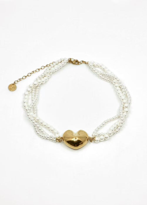 003. Honey Glaze — 18K Gold Plated Twisted Pearl Fortune Cookie Necklace