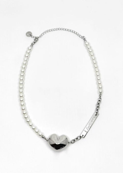 001. Love Awaits - 18K White Gold Plated Fortune Cookie Heart Necklace
