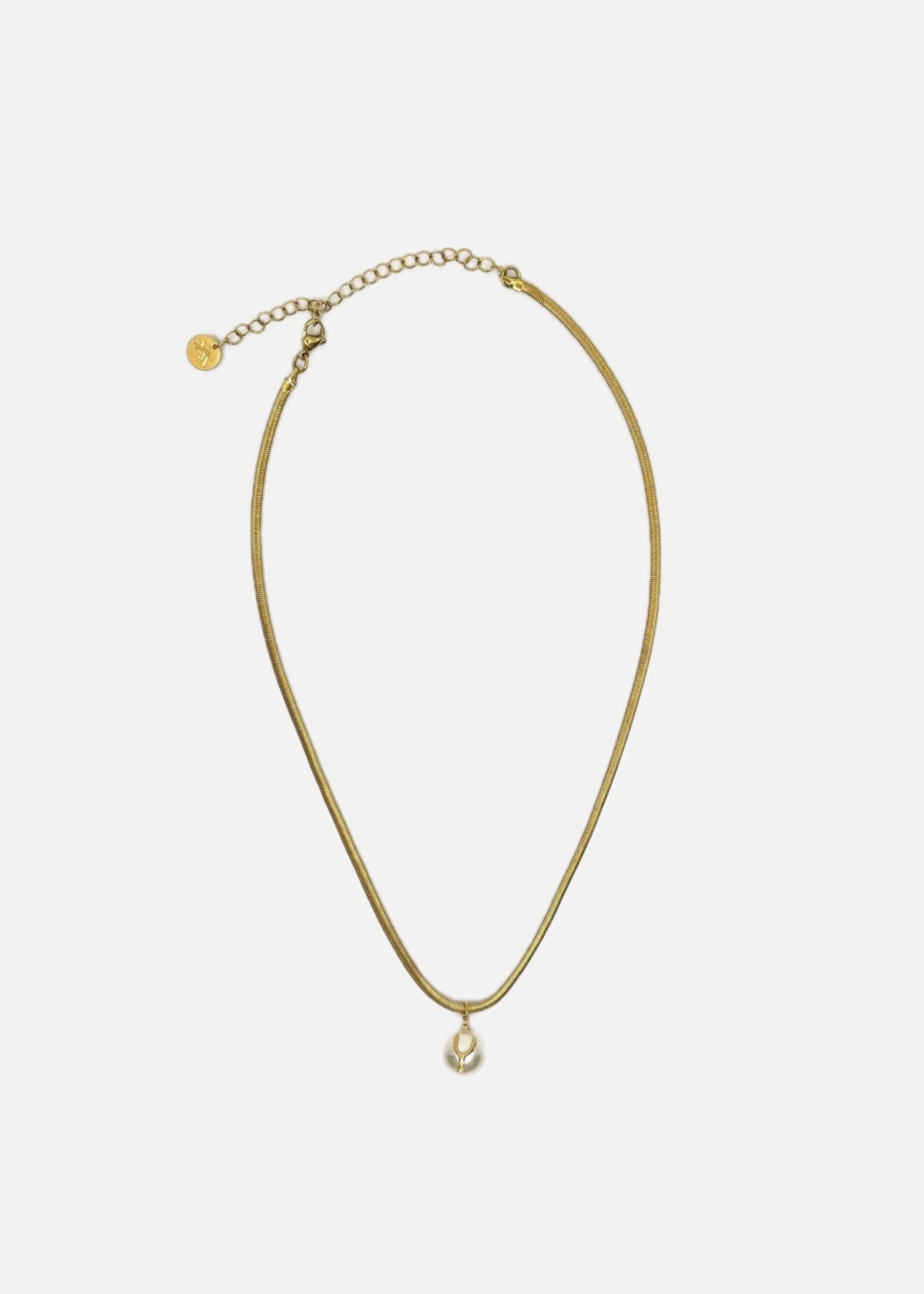 006. Golden Whisper — 18K Gold Plated Matte Wishbone Pearl Necklace