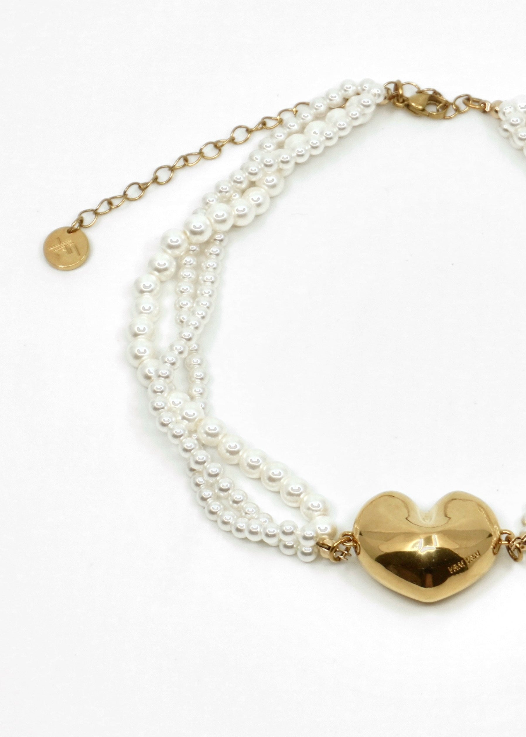003. Honey Glaze — 18K Gold Plated Twisted Pearl Fortune Cookie Necklace