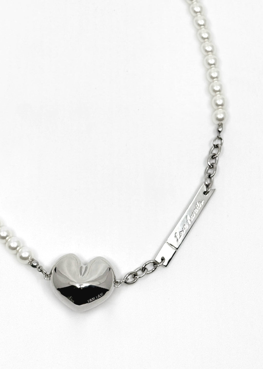 001. Love Awaits - 18K White Gold Plated Fortune Cookie Heart Necklace