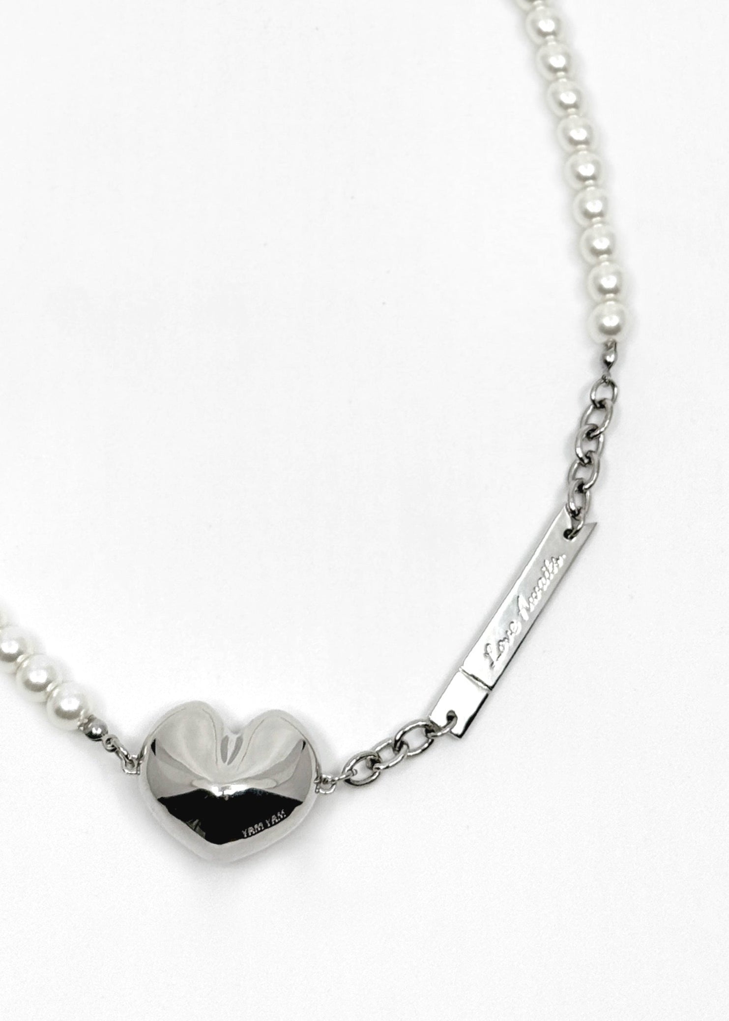 001. Love Awaits - 18K White Gold Plated Fortune Cookie Heart Necklace
