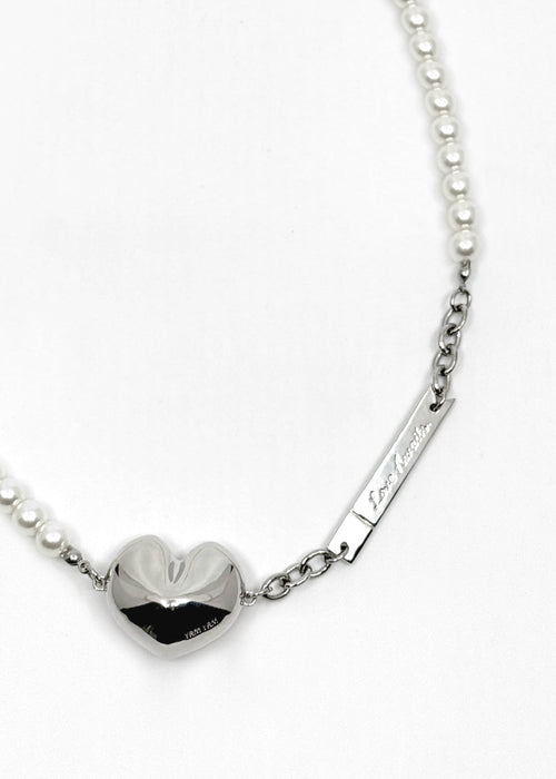 001. Love Awaits - 18K White Gold Plated Fortune Cookie Heart Necklace